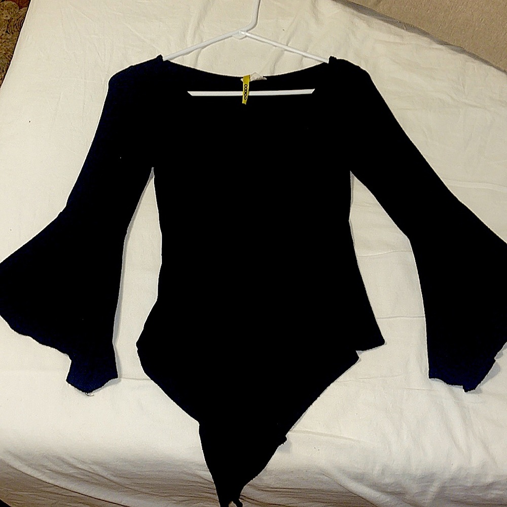 Black Codigo Bodysuit With Flared Sleeves